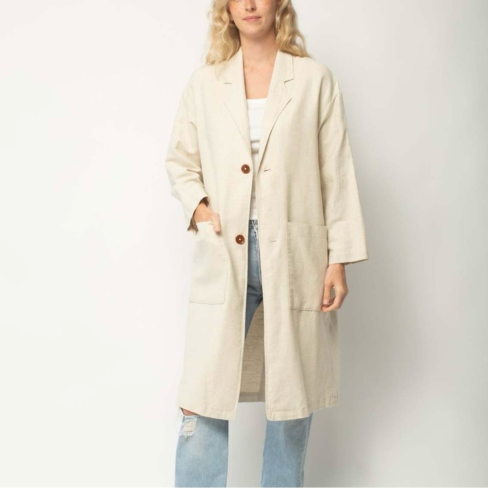 Esby linen + cotton trench coat